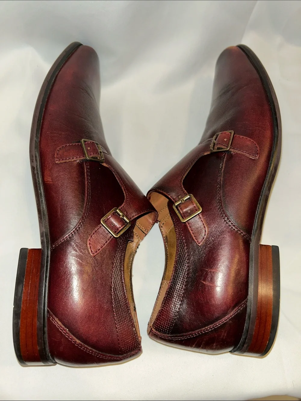 Florsheim Postino Double Monk Strap  Dress Shoes Burgundy Brown Leather 10.5